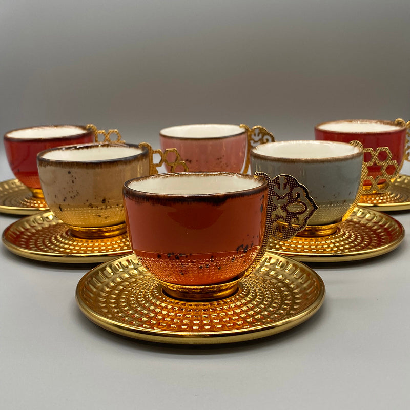 Wholesale Ceramic Turkish Coffee Cups with Gold Rim Coffee Cups